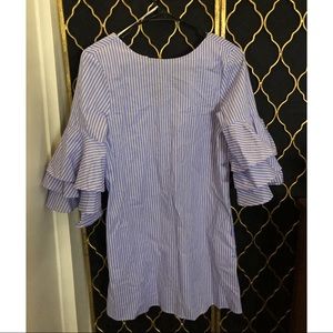 Zara Striped Bell Sleeve Shift Dress
